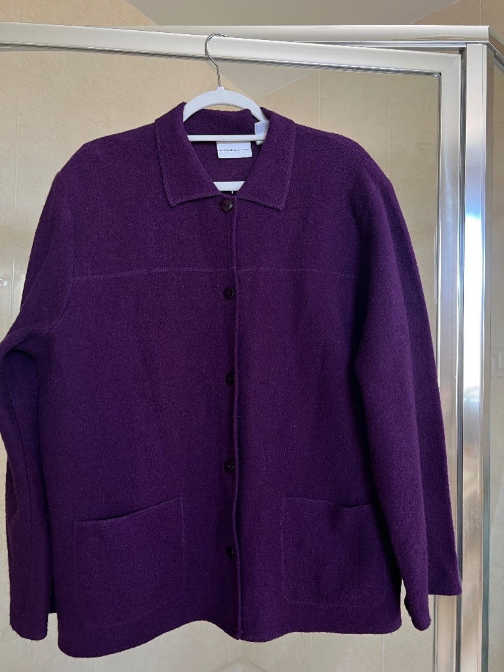 ALFRED DUNNER Ladies Purple 100%Wool Button Front Jacket Size XL
